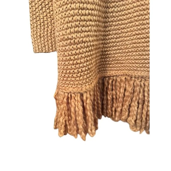 Duster Cardigan Open Front Fringe Trim Knit Sweater Chunky western vibe - Picture 5 of 9
